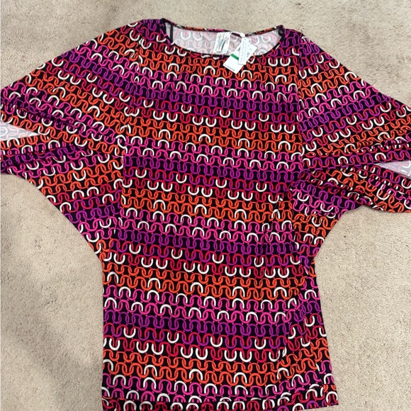 Trina Turk Womens LARGE Echo chain print swim Kimono Tunic cover up NEW - Picture 9 of 16